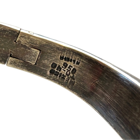 Alicia Plata Joyeria Mexico 950 Silver Hinged Cuff Bracelet TO-40 Modern Design - Picture 10 of 11